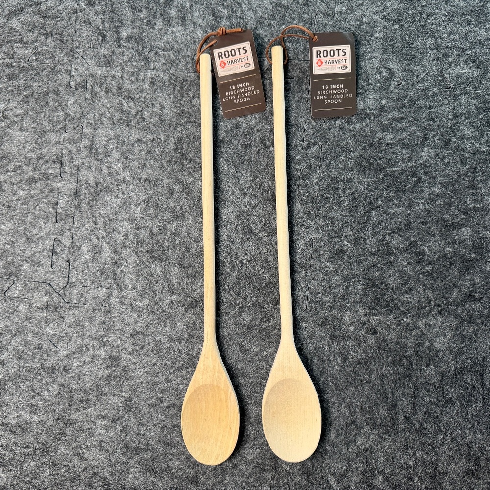 Wooden Spoon 18 inch Long Handle Birchwood Wood Spoons Farmhouse Cooking Camping